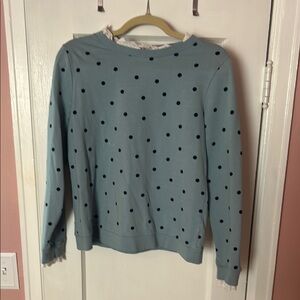 Boden Light Blue Lace-Trimmed Top